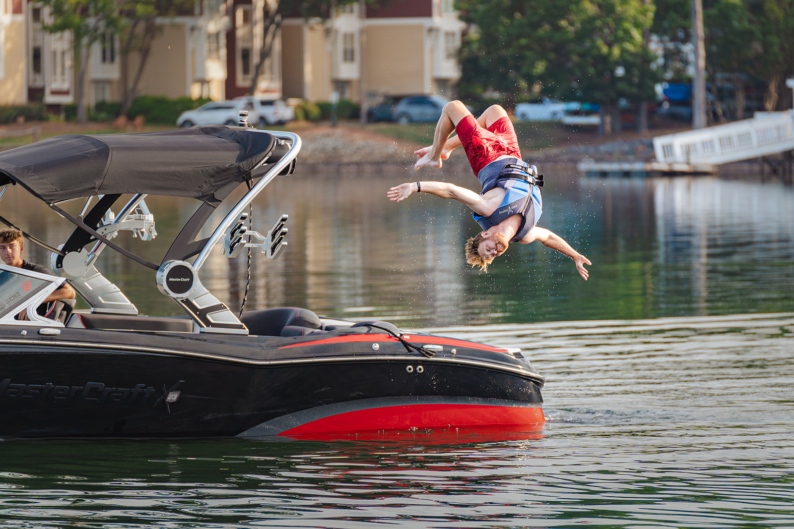 Morningstar Marinas Crown Harbor Lake Wylie Cornelius, NC wake surfing back flip