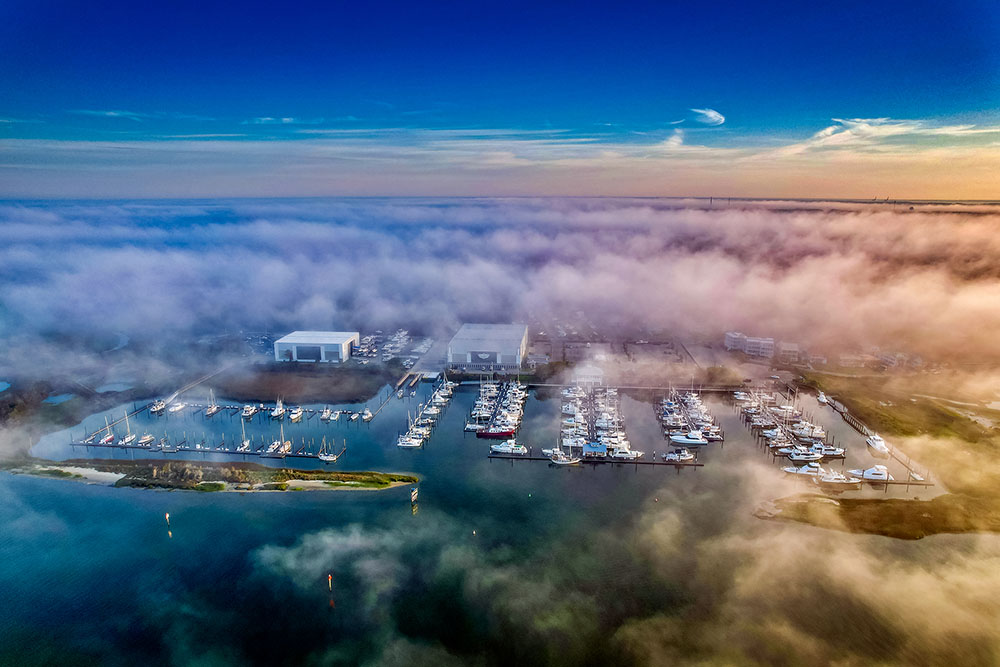 view of southport from the sky